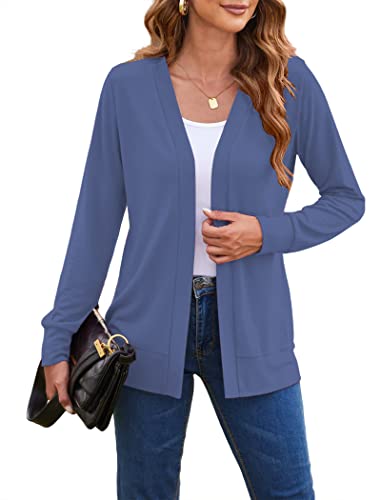 Image of Womens Casual Lightweight Long Sleeve Cardigan Flowy Soft Open Front Knit Cardigan Sweaters