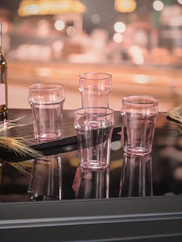 Image of BlushBrew Pink Clear Highball Glasses Set of 4