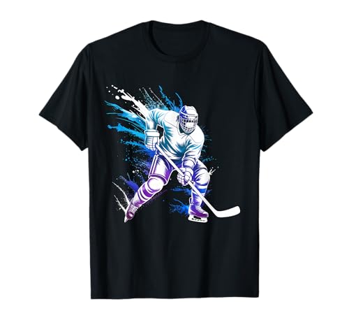 Pintura de Jugador de Hockey sobre Hielo, Tinte de Salpicaduras de Color Camiseta