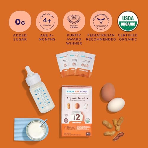 Ready Set Food Stage 2 Mix-ins and Organic Puree Pouch Baby Food Bundle with Top 3 Allergens: Organic Peanuts, Milk & Eggs
