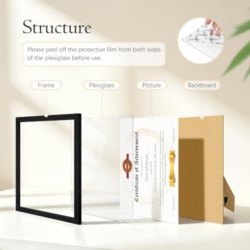 Image of 8.5x11 Solid Wood Picture Frame set of 4, Black Certificate Frames