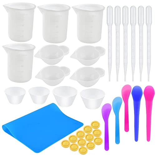 Image of HASTHIP Silicone Resin Measuring Cups 36 Pcs Kit with Mixing Bowl | Easy Pouring and Mixing, Helps Reduce Spills and Waste, Flexible Silicone, Reusable Design, Customer Support Included