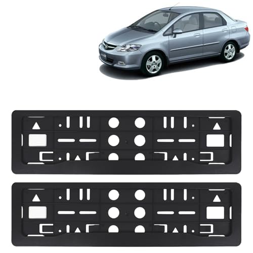 Image of KINGSWAY City Car Number Plate Frames for All 2003 to 2008 Models of Honda Car Registration Plate Holders, Black Licence Plate Covers (Front and Rear), Universal Size 51.5 x 14.5 cm