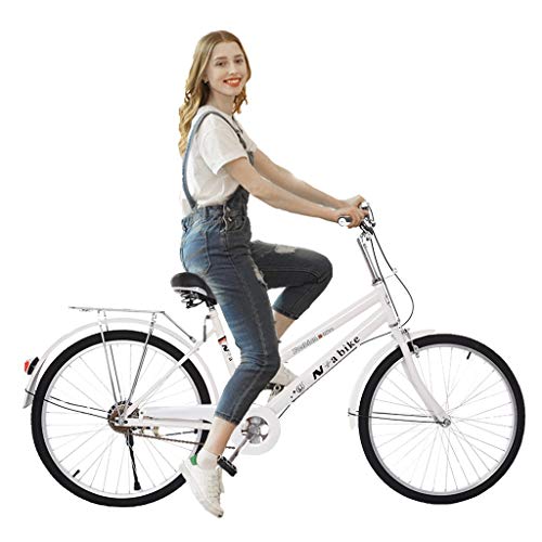 24 Inch Beach Cruiser Bicycle, Commute Body Ease Women\'s Hybrid Bike, Damping Comfort Bike, White