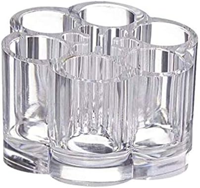 Organizador de almacenamiento de maquillaje de lápiz labial acrílico, soporte para brochas de maquillaje con 7 ranuras individuales para pinceles,