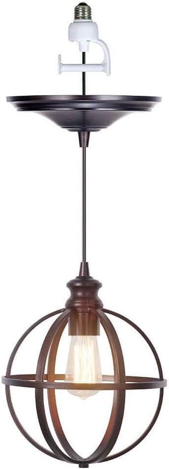 The Original Instant Pendant Light | 6-Inch Recessed Can Screw-in Pendant Conversion Kit | Brushed Bronze Pendant with 10" Globe Cage