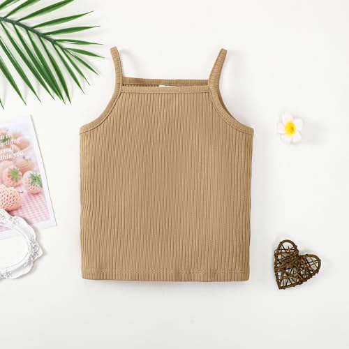 ROMPERINBOX Toddler Tank Tops Girls Spaghetti Strap Ribbed Knit 3 Pack Sleeveless Casual Basic Cami Top for 12M-4T4