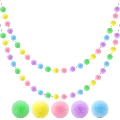 2 Stück Bunte Filzkugeln Girlande, Filzkugeln Girlande Kinderzimmer, Für Babyzimmer Dekoration, Geburtstagsfeier, Weihnachtsbaum Dekoration, Wohnzimmer Wanddekoration
