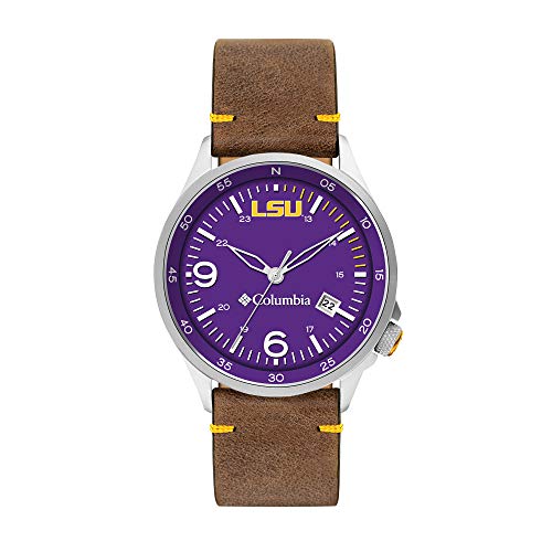 Columbia Canyon Ridge Lsu Tigers Men's Watch With Saddle Color Leather Strap #TOP8