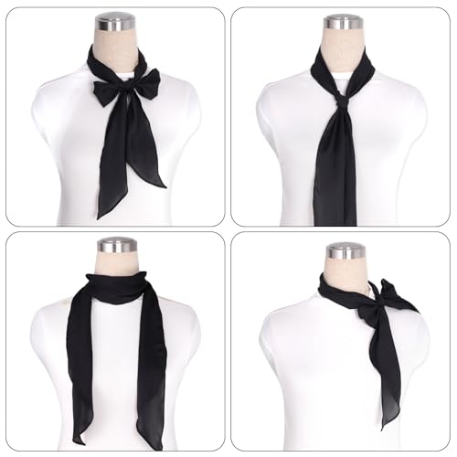 Solid Color Skinny Neck Scarf for Women, Long Neckerchief Men Hair Band for 50's Costume Party Wedding Cosplay2