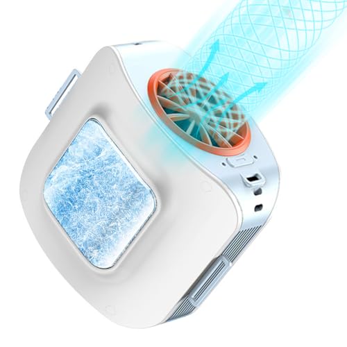 NORMIA RITA Ventilador de refrigeración de 3 vías para cintura/cuello/escritorio con placa de refrigeración Peltier 3 niveles de viento, carga USB, 8000 mAh, deportes al aire libre/trabajo, potente y