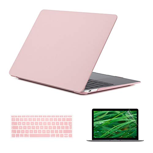 Se7enline Compatible with 12 inch MacBook Case 2015/2016/2017/2018/2019 Laptop Hard Shell Cover Case for MacBook 12-Inch Model A1534 with Retina Display, Keyboard Cover, Screen Protector, Rose quartz