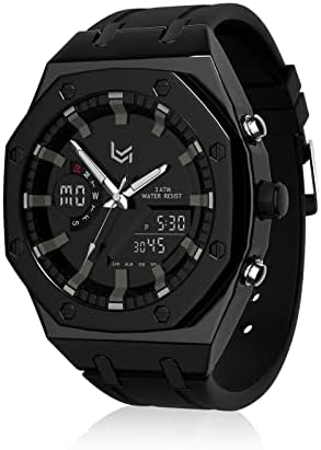 VERULEAN Military Watch for Men Multifunction Chronograph Dual Time Zone Auto Date Wrist Watch for Outdoor Sport Watch Urban Sport Watch with Silicone Strap (A2-Black Green)