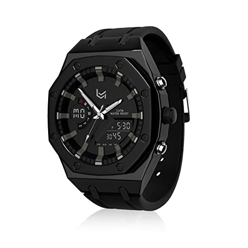 Verulean Military Watch For Men Multifunction Chronograph Dual Time Zone Auto Date Wrist Watch For Outdoor Sport Watch Urban Sport Watch With Silicone Strap (A2-Black Green) #TOP27