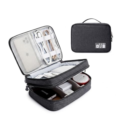 Lanola Travel Cable Organizer Bag, Electronic Accessories Case Portable Double Layer Cable Storage...