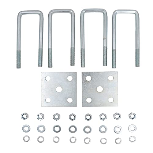 Osemar Trailer Axle U-Bolt Kit For Boat Trailer Mounting Axle Leaf Springs Zinc, Heavy Duty Square U-Bolt Boat Trailer U-Bolts With Nuts And Frame Plate For Automobiles Trailer, 2 1/8 "W X 6 5/16" L #TOP3
