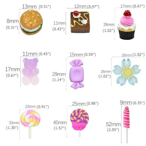 Image of Ulalaza 50pcs Slime Charms Mixed Set Resin Flatback Making Supplies For DIY Craft Making And Ornament Scrapbooking Beads Assorted Candy Fruit Cake Ornament
