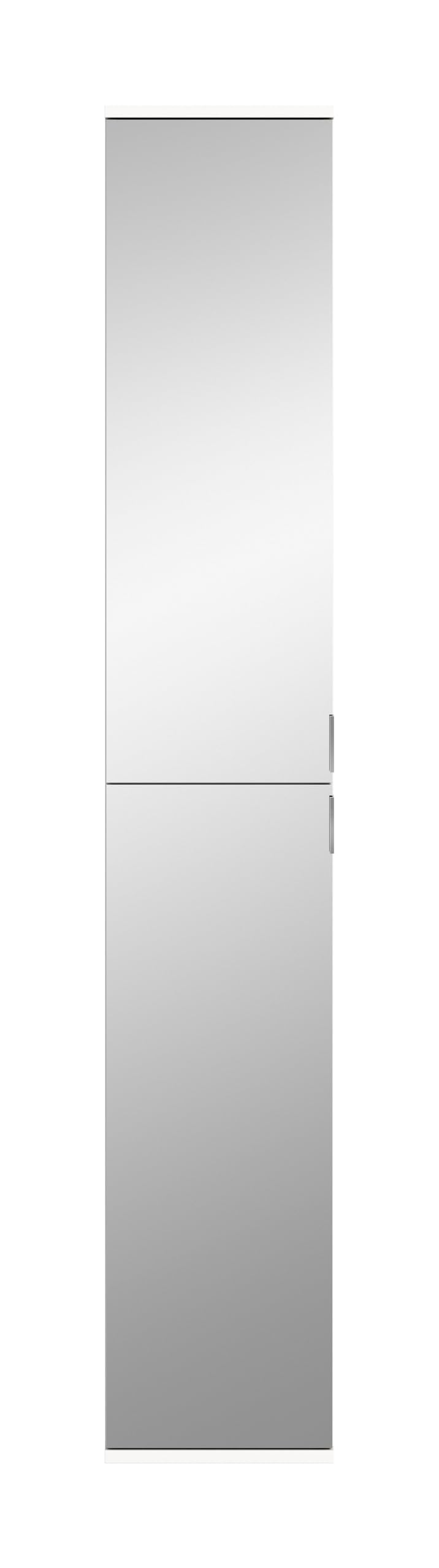 xonox.home - Spiegelschrank Projekt X 30x193x34 cm Front Spiegel weiß und Korpus weiß - Hochschrank mit Spiegel Schrank Mehrzweckschrank Garderobenschrank - multifunktional und erweiterbar
