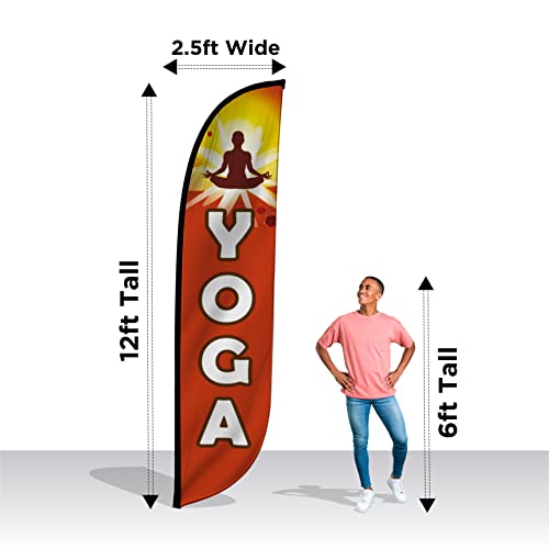 Lookourway Feather Flag - 12Ft Tall Advertising Flag Banner For Business And Events Promotion - Flag Only - Fitness Themed - Yoga (10M1200157) #TOP2