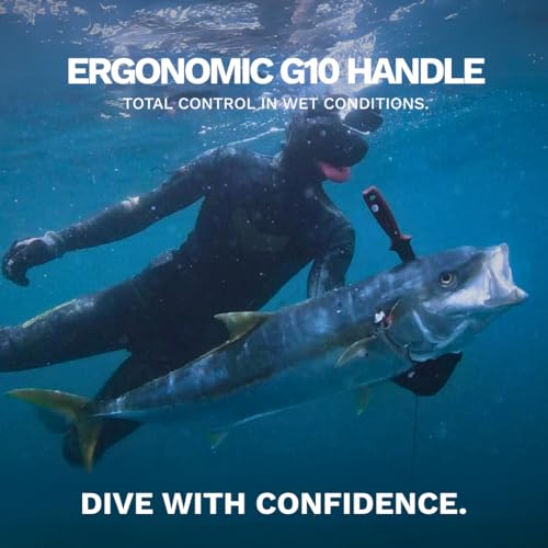 SORD Dive Knife - Scuba Diving Knife with Sheath for Spearfishing, Snorkeling, and Free Diving - Tactical Gear & Knives for Men - Full Tang Blade | G10 Handle | Superior Corrosion Resistance