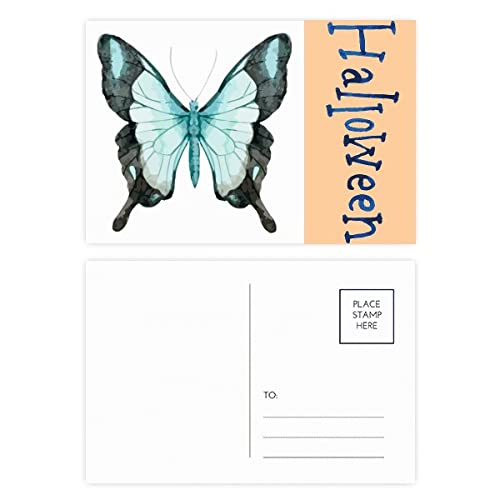 Cartes postales d'Halloween papillon bleu x20 pour invitation féerique