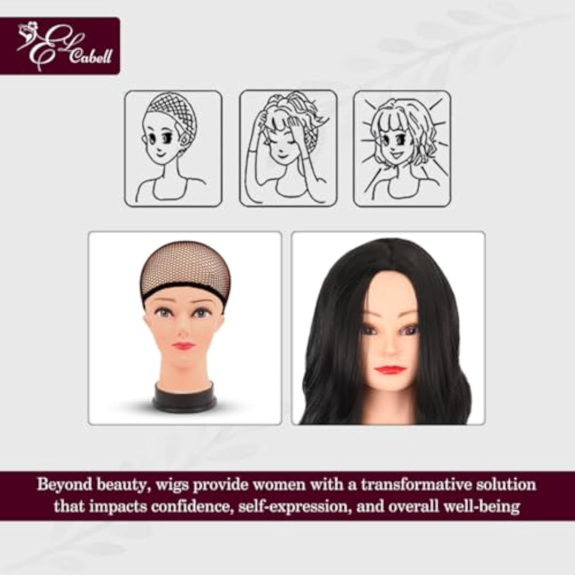 Women's Natural Looking Full Head Wavy Hair Wig with Accessories