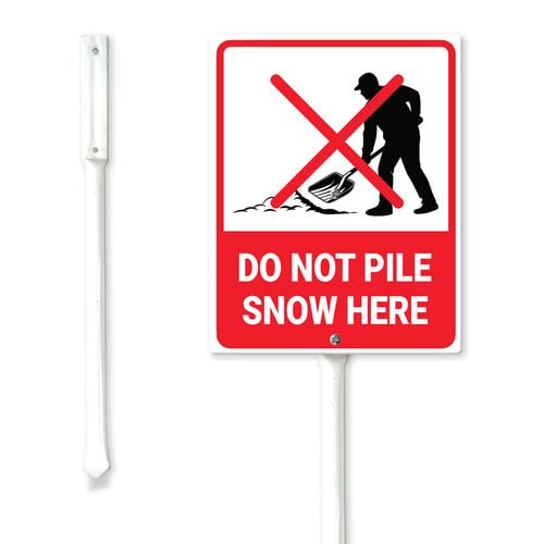 Geroclonup Do Not Pile Snow Here Yard Sign with Stake Rustproof Reflective Aluminum Yard Decoration Standing Garden Signs Winter Sign for Outdoor Decor 11.5x15cm