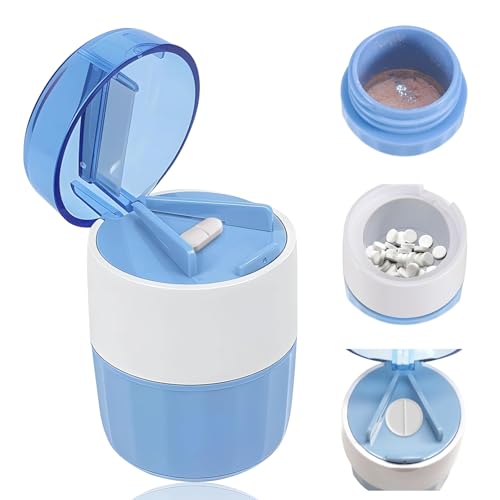 GOINGSKY 3 en 1 Triturador de Pastillas, Cortador de Pastillas, Dispensador de Pastillas para Vtaminas, Comprimidos y Pastillas, sin BPA