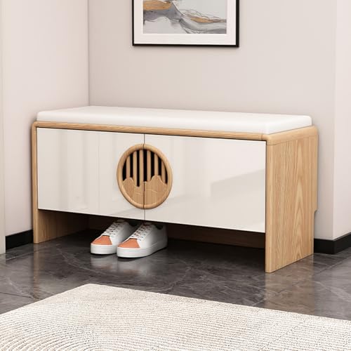 Banc de rangement à chaussures moderne 90cm en cuir pour entrée