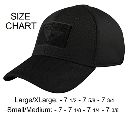 Condor Flex Tactical Cap (Black, L/Xl) Bundled With Grey Pvc Flag & Warrior Patch #TOP1