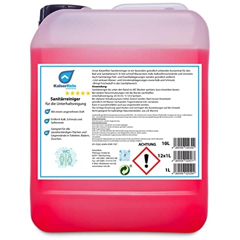 KaiserRein Profi Sanitärreiniger Badreiniger 10 L Kanister rot Kalk-Reiniger Bad Reiniger, Toiletten-Reiniger, Kalklöser, frischer Duft Cover