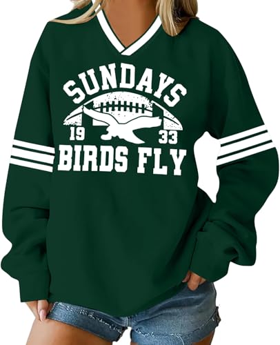 MYHALF Football Sweatshirts for Women Jersey Shirts Sunday Birds Tops