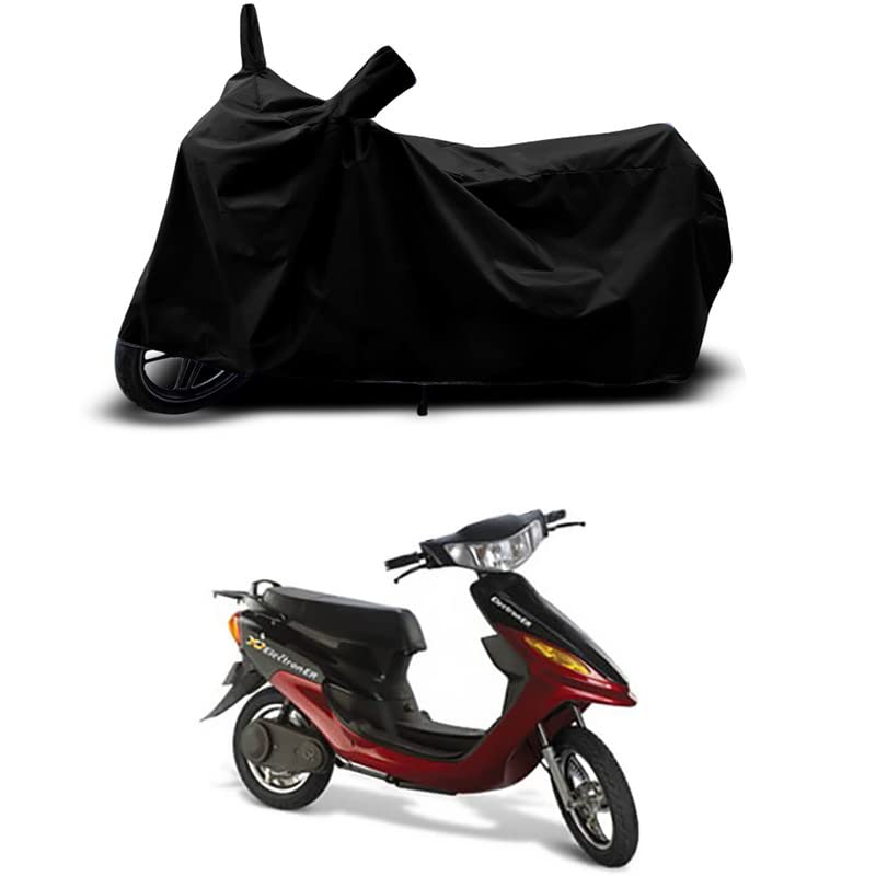 Image of 100% Scratchproof /UV-Rays /Heat Protection /Birds Dropping /Water Resistant /Dust Proof /Waterproof /Bike Scooty Two Wheeler Body Cover Compatible for Indus Yo Electron ER All Varients[Black]