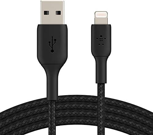Belkin Braided Lightning Cable (Boost Charge Lightning to USB Cable for iPhone, iPad, AirPods) MFi-Certified iPhone Charging Cable, Braided Lightning Cable (0.15 m, Black)