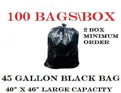 Miniatura 2 de 2 cajas  Bolsas de basura, 40  45 galones  (caja de 100 unidades) (negro) 40 x 46 pulgadas, gran capacidad, 1.2 mil de fuerza, 200 bolsas en total