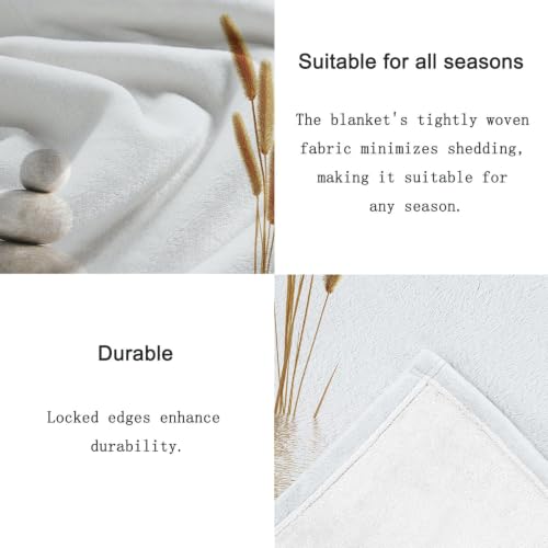 Minimalist Contemporary Throw Blanket Full Size 50" x 60",Flannel Blanket for Couch Bed, Japanese Zen Stone Grass Reflection Summer Quilt Farmhouse Home Decor Soft Lightweight Picnic Blankets - Image 7