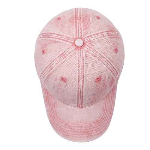 QYGDFS Vintage Cotton Washed Baseball Caps Adjustable Distressed Dad Hat for Men Women (Pink)