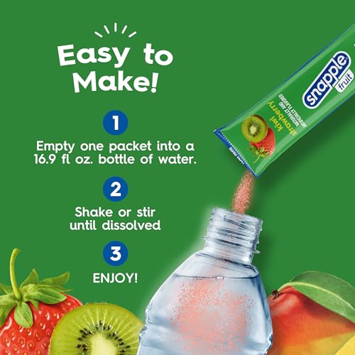 Juicy Mixes Snapple Kiwi Strawberry Powder Drink Mix - 12 Boxes of 6 Powder Sticks, 72 Sticks Total | Sugar Free | On-the-Go Hydration for Refreshing Beverages