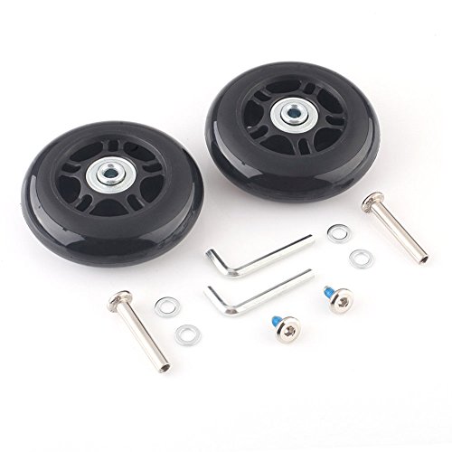 F-ber Luggage Suitcase Replacement Kit - 64mm x 18mm ABEC 608zz Inline Outdoor Skate Wheels, One Set of (2) (OD:64 W:18 ID:6 Axles:35)