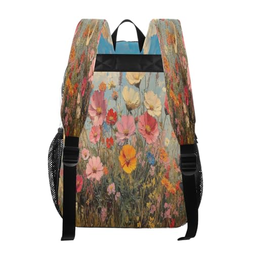 Wild Flowers Oil Painting Clear Backpack - Stadium Approved Large 15.7-inch Waterproof Transparent Bag for Sports, Concerts, Work, Travel#2343