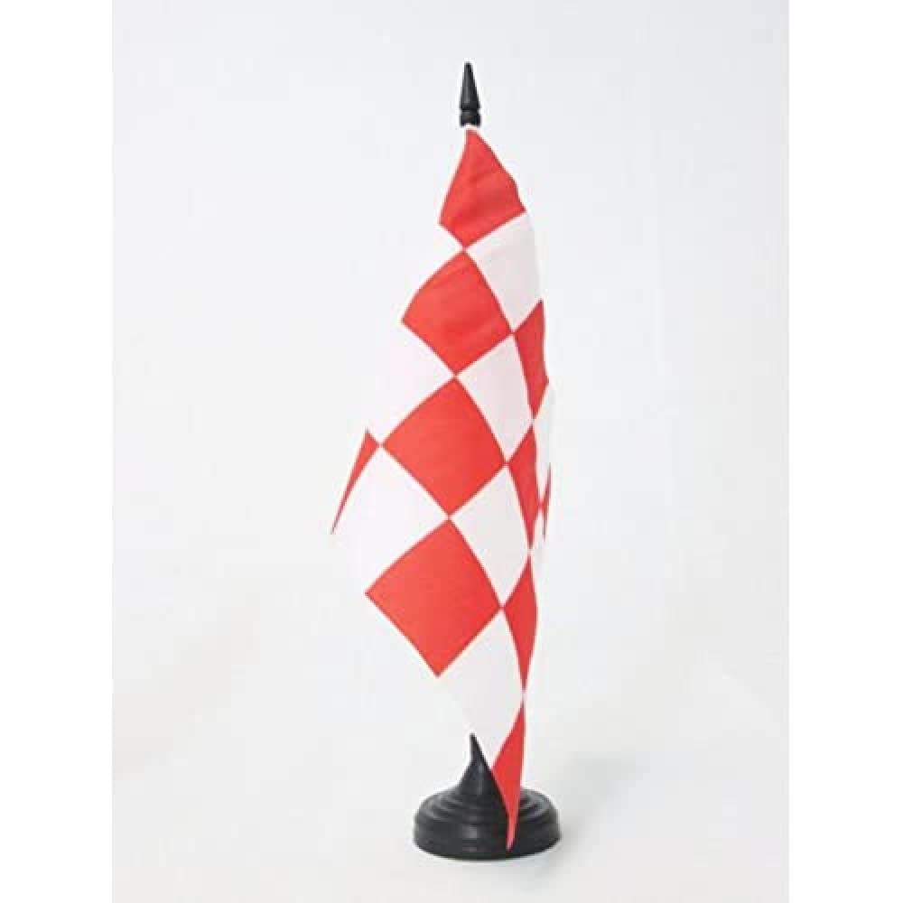 Drapeau De Table Province De Brabant Flamand - 21x14 Cm - Socle Noir Et Hampe 25 Cm - 100% Polyester - 3