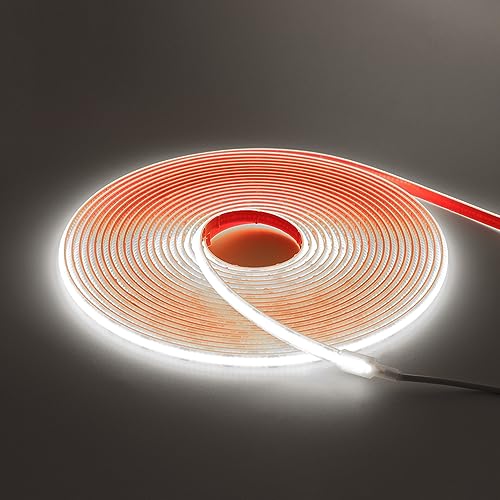 HEGEHE 12V Ruban LED COB Autocollant, 320Leds/m IP68 étanche Super Lumineux Bandeau flexible Ruban LED Light Strip pour Escalier, Chambre, Noël, Fête, Intérieur/Extérieur (Blanc, 2M)