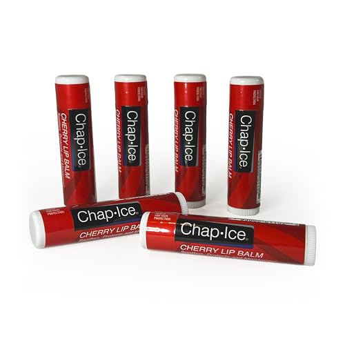 Cherry Lip Balm – 6 Pack Lip Balm Sticks, Non-Tinted, Moisturizing & Smooth Finish