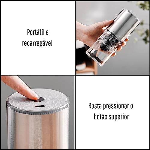 Moedor De Café Elétrico Inox Portátil De Grãos Gourmet Grãos Automático
