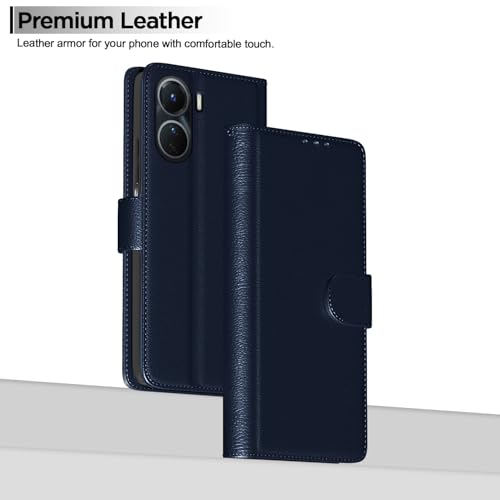 Image of Pikkme Vivo Y16 Flip Case Leather Finish | Inside TPU with Card Pockets | Wallet Stand and Shock Proof | Magnetic Closing | Complete Protection Flip Cover (Blue)