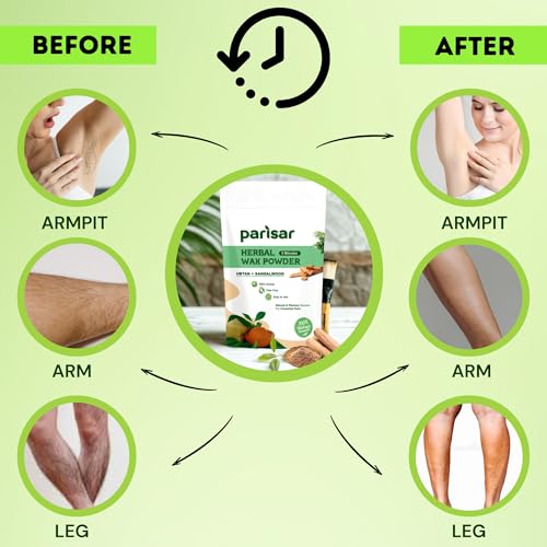 Image of Parisar Pharma Herbal Wax Powder for Women and Men 100g (Pack of 1) | Bikini Wax Powder with Ubtan & Sandalwood | Painless Hair Removal Powder for Underarms & Body | for All Skin Types