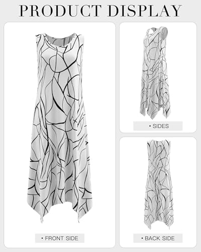 Image of AUSELILY Women's Summer Dresses Casual Sleeveless Midi Tank Beach Dress | Women's Asymmetrical Hem Sundress with Side Pockets, Great for Beach, Vacation & Daily Wear