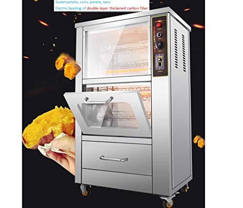 3500W Commercial Stainless Steel double layers Roasted Sweet Potato Oven Electric Corn Roaster Baking Stove Grilled Machine with 14 hanging baskets (220V/50HZ)