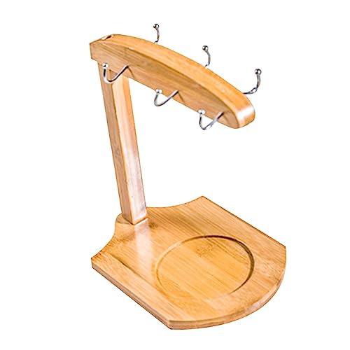 Cabilock Elegant Natural Bamboo Cup Holder Wall Mounted Cup Stand Mug Storage Rack