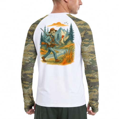 Riverruns Men's Camo Raglan Sleeve Graphic Shirt, UPF50+ Outdoor Top - image 2